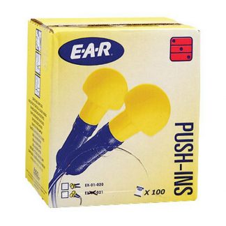 3M E-A-R Push Ins Foam Ear Plugs Box 100 pairs Soft Pliable Reusable