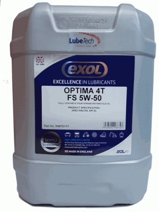 Exol Optima Fully Synthetic 4T 5w50 Motorcycle Engine Oil 20 Litre