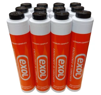 Exol Lithium Complex Lubeshuttle Grease Cartridges x 12, Screw Type for use with Lubeshuttle Grease guns