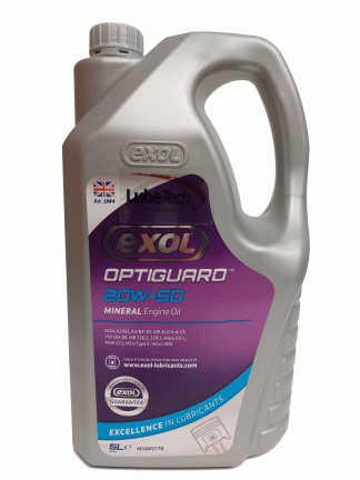 Exol Optiguard 20w50 5 Litre High Specification Mineral Engine Oil API SL/CH-4, CF, ACEA A3/B3, A3/B4, E2