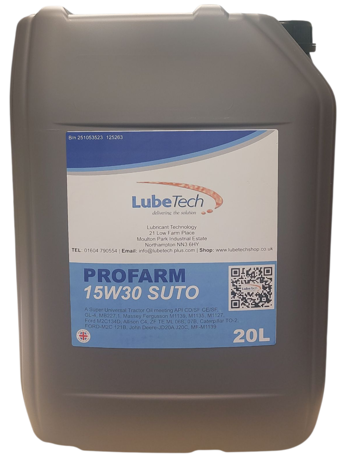 LUBETECH PROFARM 15w30 SUPER UNIVERSAL TRACTOR OIL 20L, SUITABLE FOR HYDRAULICS TRANSMISSION AND ENGINE INCLUDING OIL IMMERSED WET BRAKES