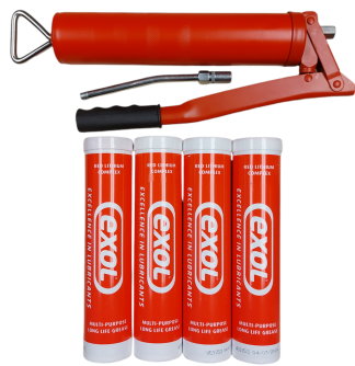 GREASE GUN AND 4 X 400gm EXOL RED LITHIUM COMPLEX GREASE CARTRIDGE