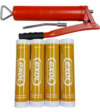 GREASE GUN AND 4 X 400gm EXOL LITHIUM EP2 MULTIPURPOSE GREASE CARTRIDGES
