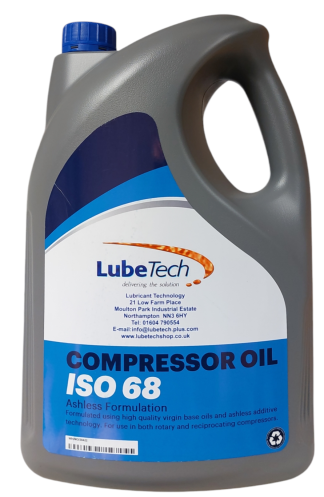 LUBETECH COMPRESSOR OIL ISO VG 68 5 Litre, A COMPRESSOR OIL SUITABLE FOR RECIPROCATING, PISTON COMPRESSORS