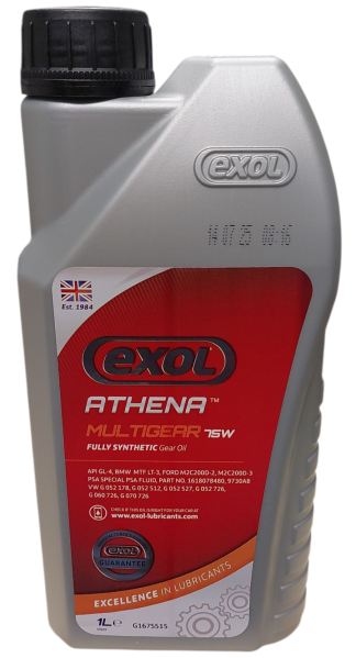 EXOL SYNTHETIC 75W GEAR OIL 1LTR API GL4 MANUAL TRANSMISSION BMW MTF LT-3 PSA VW