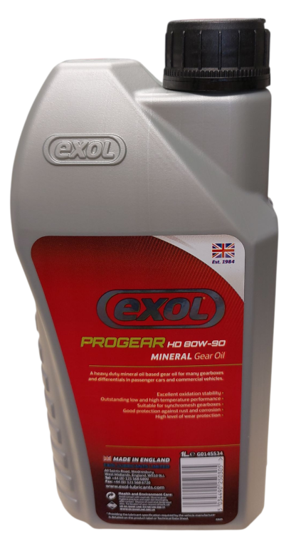 Exol Progear HD 80w90 1ltr, A Multigrade Mineral Gear Oil meeting API GL5 specification - Image 2